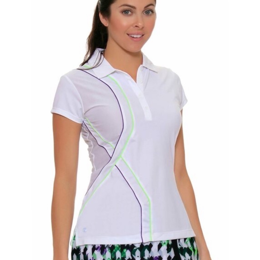 EP PRO SPORT PRISMATIC PIPED MESH BLOCKED GOLF TENNIS POLO SHIRT